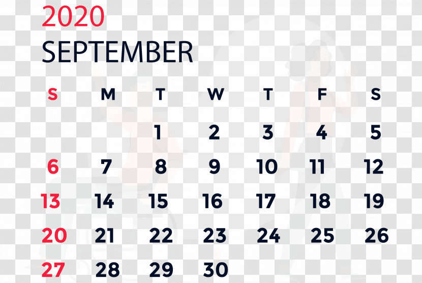 September 2020 Calendar September 2020 Printable Calendar Transparent PNG