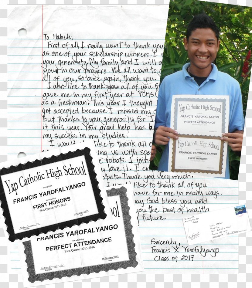 Yap Catholic High School Habele Student Scholarship - Island - Grade Honor Transparent PNG