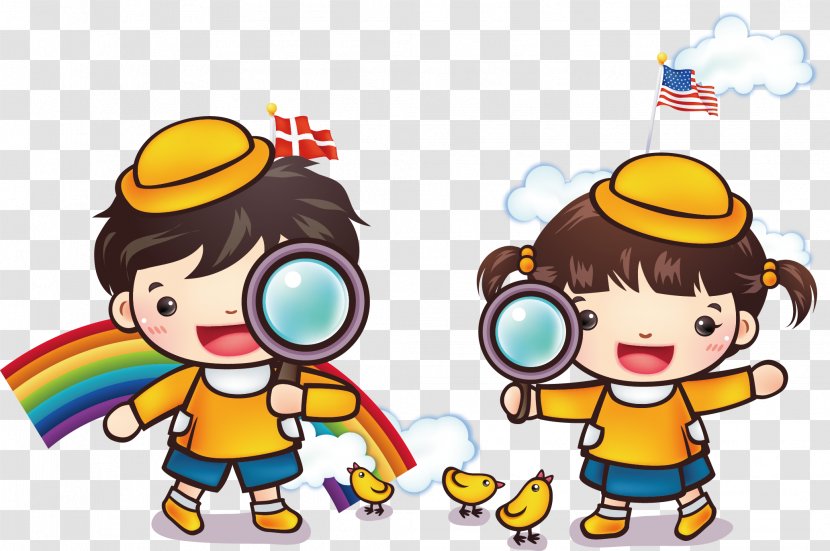 Cartoon Art Museum Illustration - Technology - Children's Magnifying Glass Play Poster Promotional Material Transparent PNG