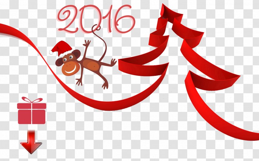 Monkey New Year Christmas Desktop Wallpaper 0 - Fictional Character - Fir-tree Transparent PNG