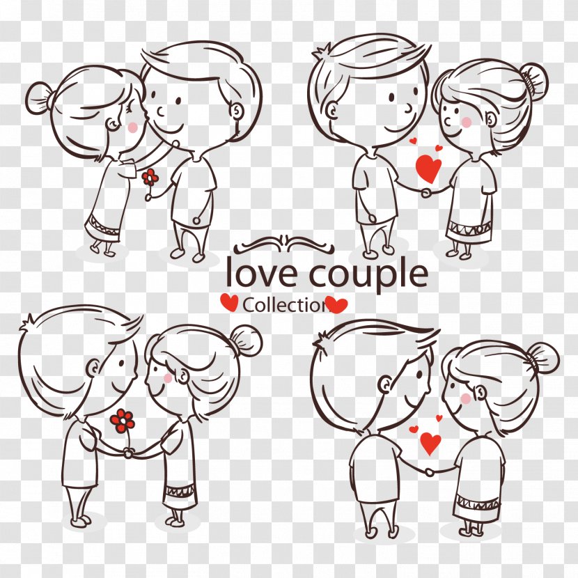 T-shirt Drawing - Frame - Hand Drawn Young Couple In A Romantic Moment Transparent PNG