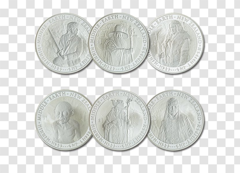 New Zealand Coin Bilbo Baggins Thorin Oakenshield Gandalf - Silver Transparent PNG