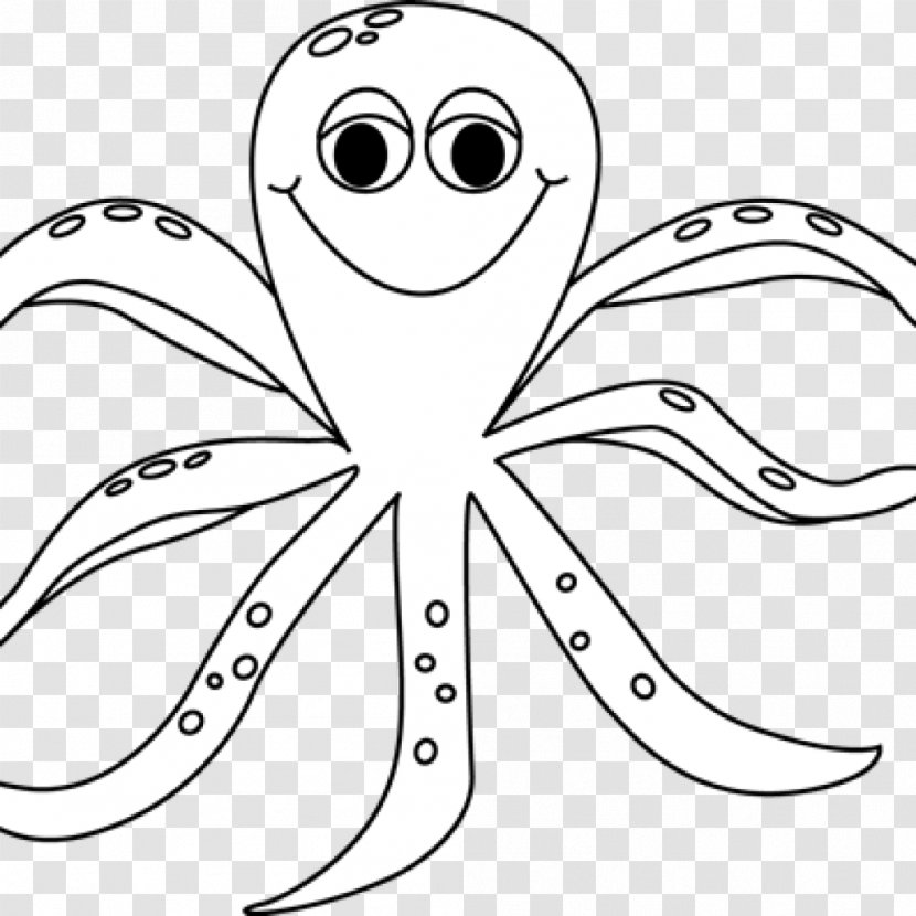 Clip Art Octopus Black And White Drawing Image - Flower - Octapus Stamp Transparent PNG