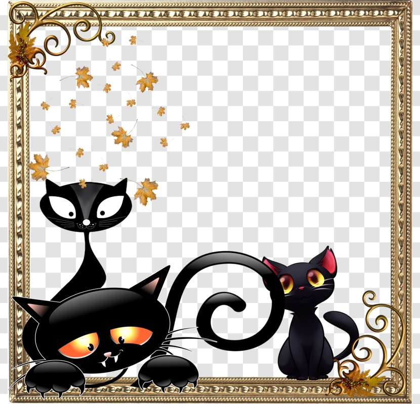 Black Cat Pattern - Cartoon - Patterns Border Transparent PNG