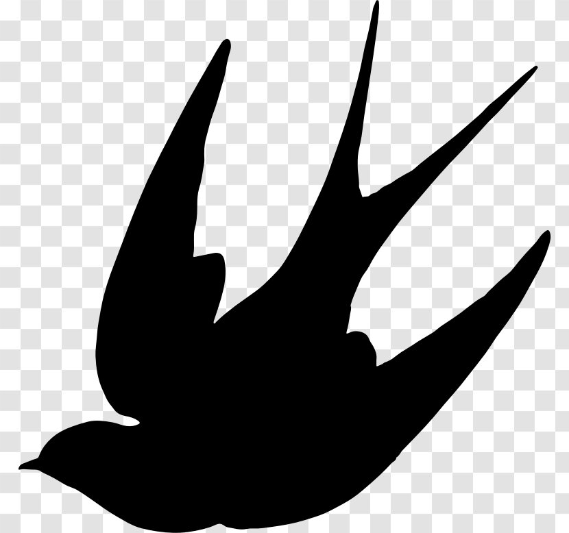 Swallow Bird Silhouette Clip Art - Monochrome - Flying Sparrow Transparent PNG