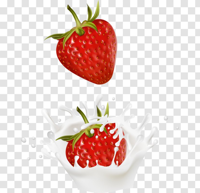 Smoothie Milk Cream Strawberry - Strawberries Transparent PNG