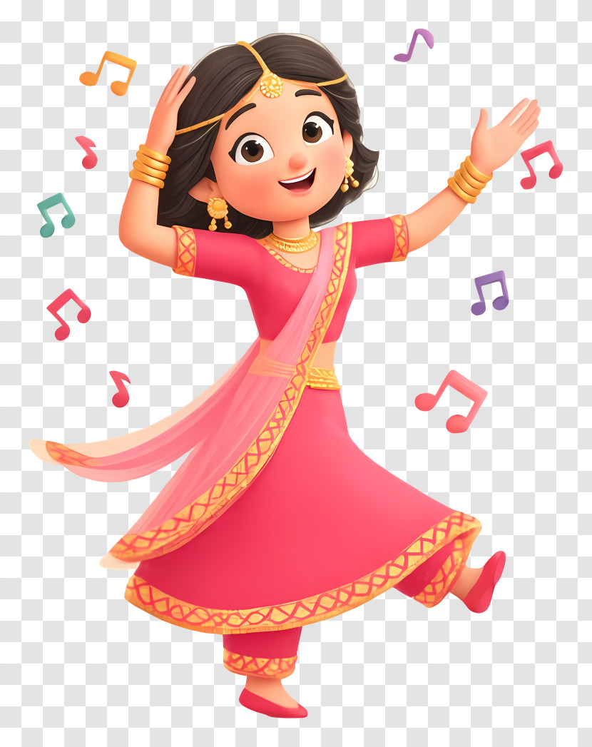 Indian Woman Dancing - Joyful Dancing Girl In Sari Transparent PNG