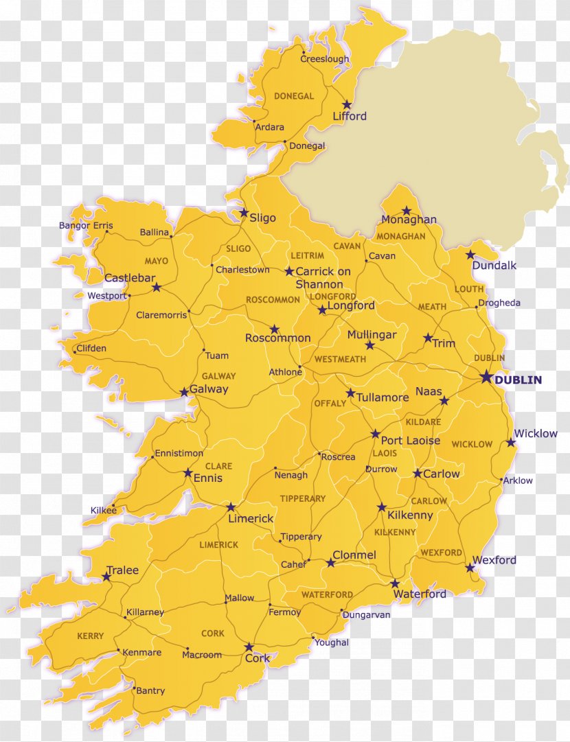 Northern Ireland Blank Map Historical Maps Of - Yellow Transparent PNG