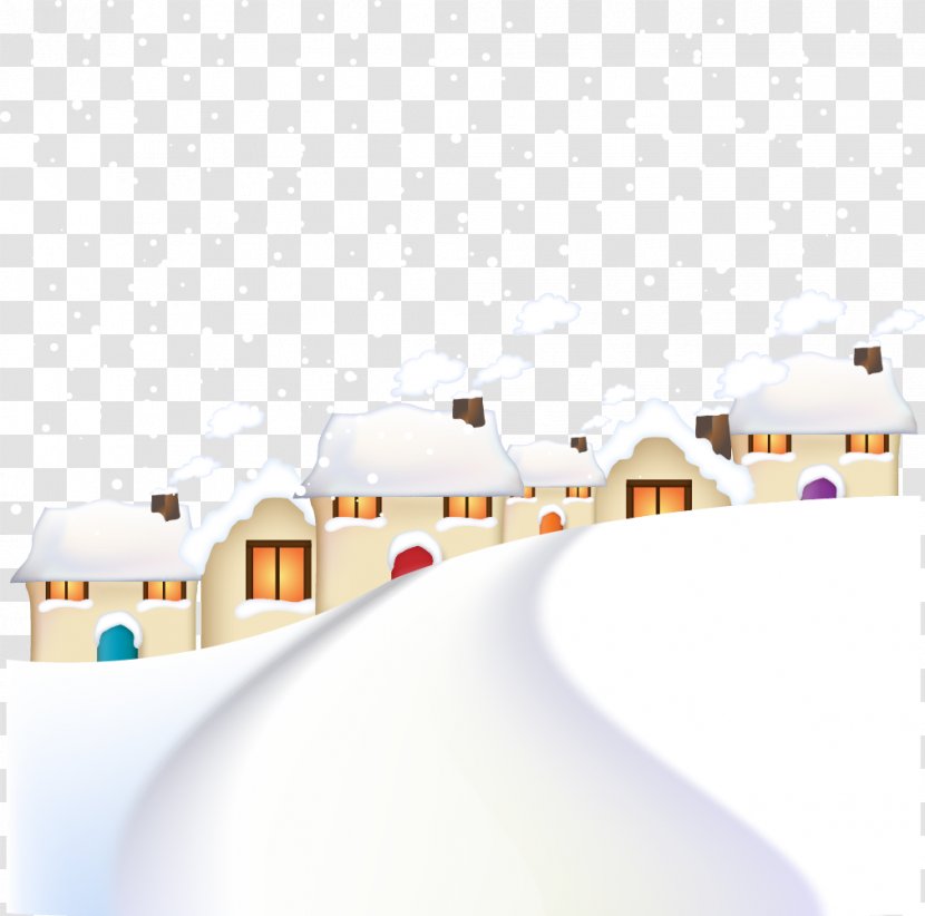 Christmas Village Winter Illustration - Santa Claus S Reindeer - Snow Transparent PNG