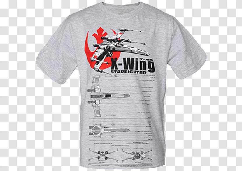 T-shirt Pro Video S.R.L. X-wing Starfighter Star Wars Active Shirt - Grey Transparent PNG