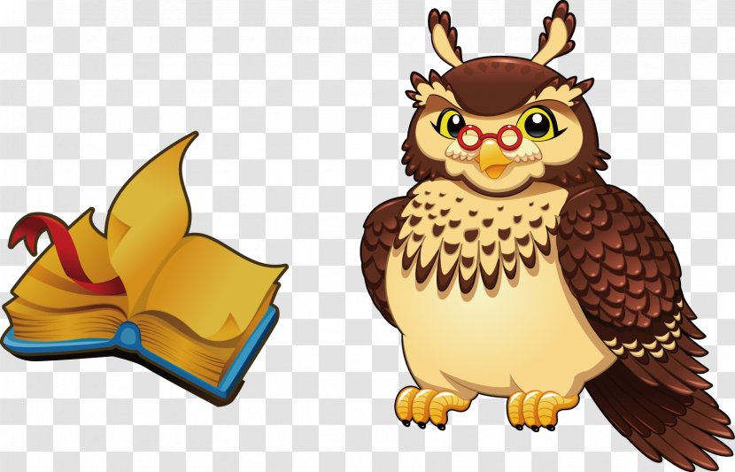 Owl Cartoon Animal Illustration - Vector Painted Cat Avatar And Books Transparent PNG