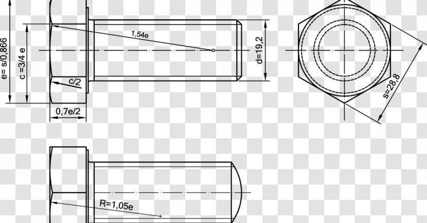 Technical Drawing Screw Dibujo Industrial Engineering - Nut Transparent PNG