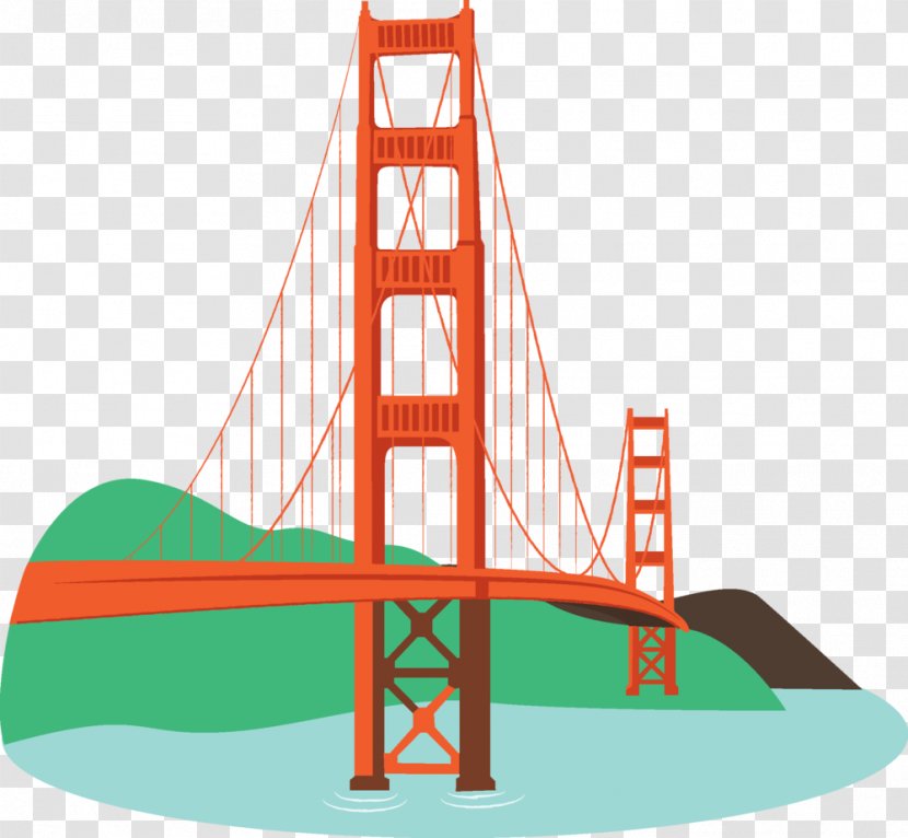 Golden Gate Bridge Sausalito Oakland San Francisco Bay Cable Car System - California - Cartoon Cliparts Transparent PNG