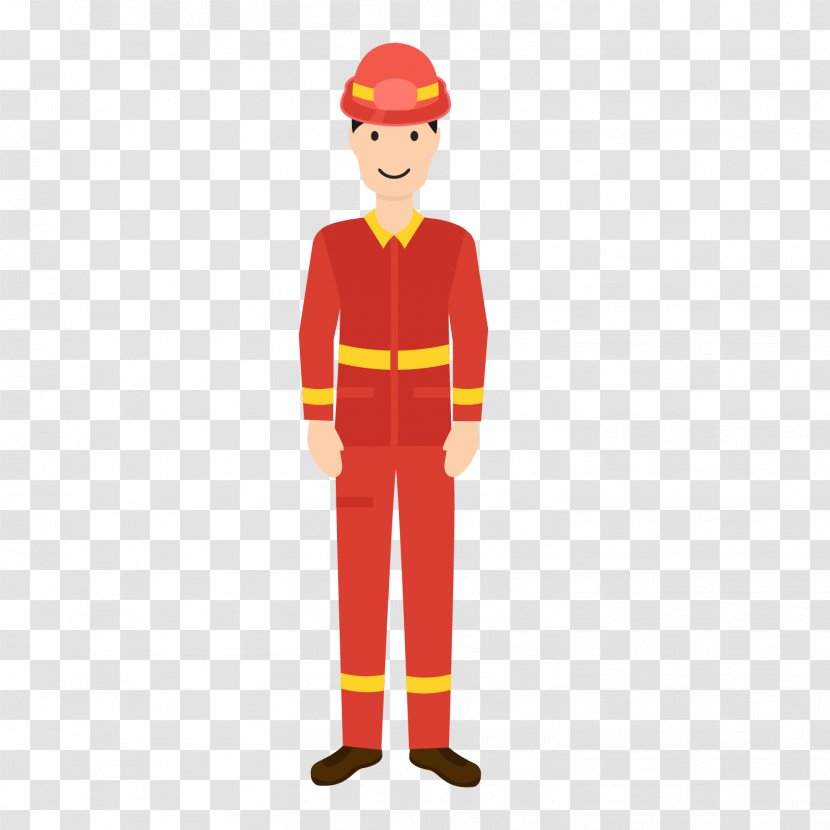 Firefighter Firefighting Cartoon - Yellow - Fire Police Career Planning Transparent PNG