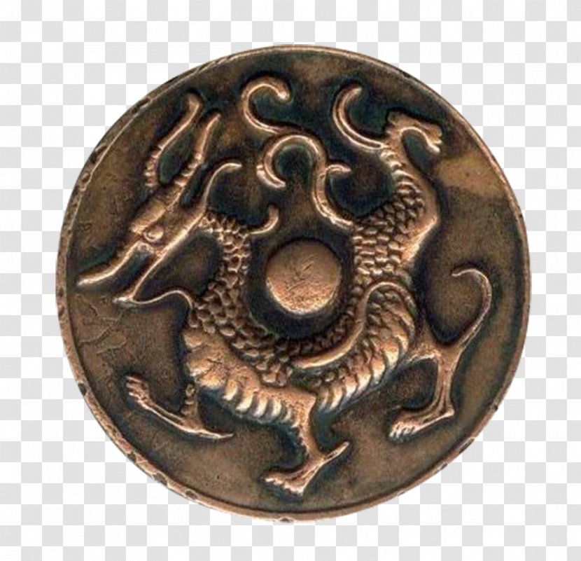 Azure Dragon White Tiger - Brass - Qinglong Ancient Coins Transparent PNG