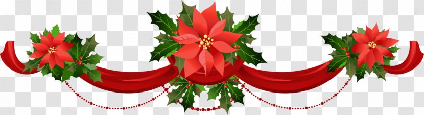 Poinsettia Christmas Free Content Clip Art - Garland Cliparts Transparent PNG