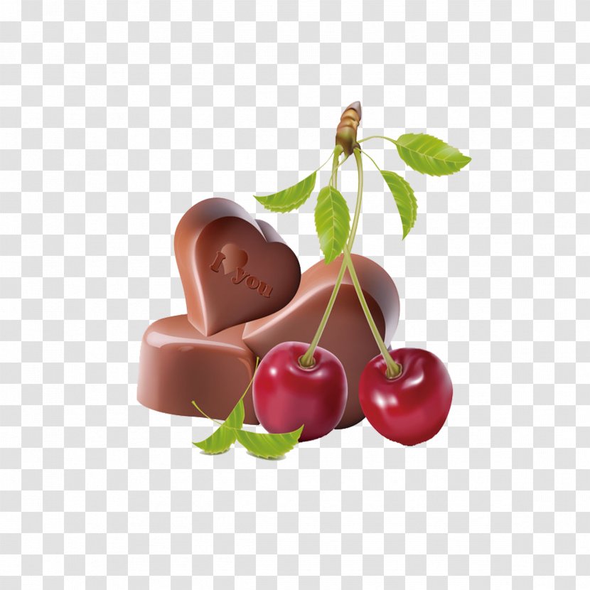 Chocolate-covered Cherry Cupcake Cordial - Heart-shaped Chocolate And Cherries Transparent PNG