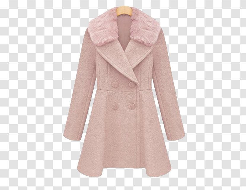 Trench Coat Jacket Overcoat Double-breasted - Pea - Fur Collar Transparent PNG