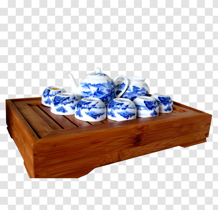 Teaware Blue And White Pottery - Poster - Tea Set Transparent PNG