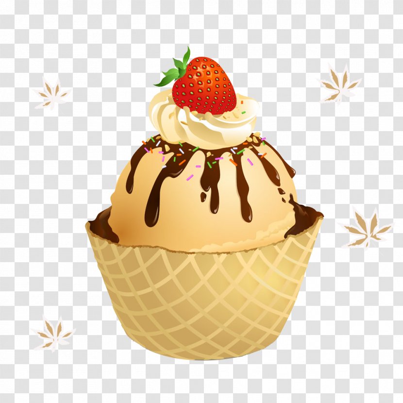 Chocolate Ice Cream Sundae Cupcake Waffle - Italian Transparent PNG
