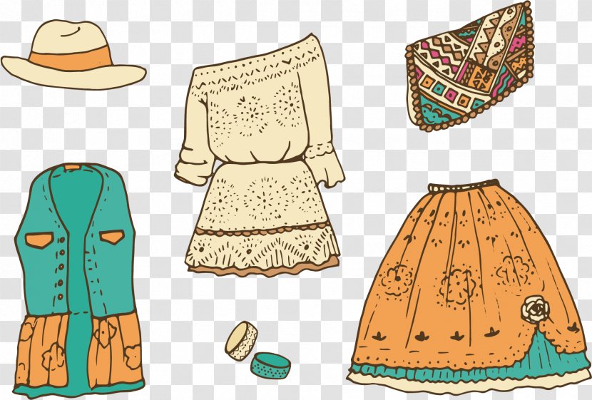 Dress Clothing Skirt Drawing - Bohochic - Vector Retro Dresses Transparent PNG