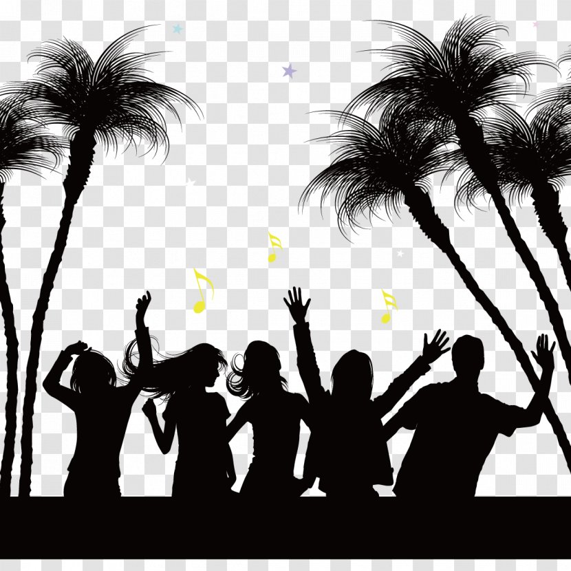 Silhouette Party Beach Nightclub - Heart - Vector And Notes Transparent PNG