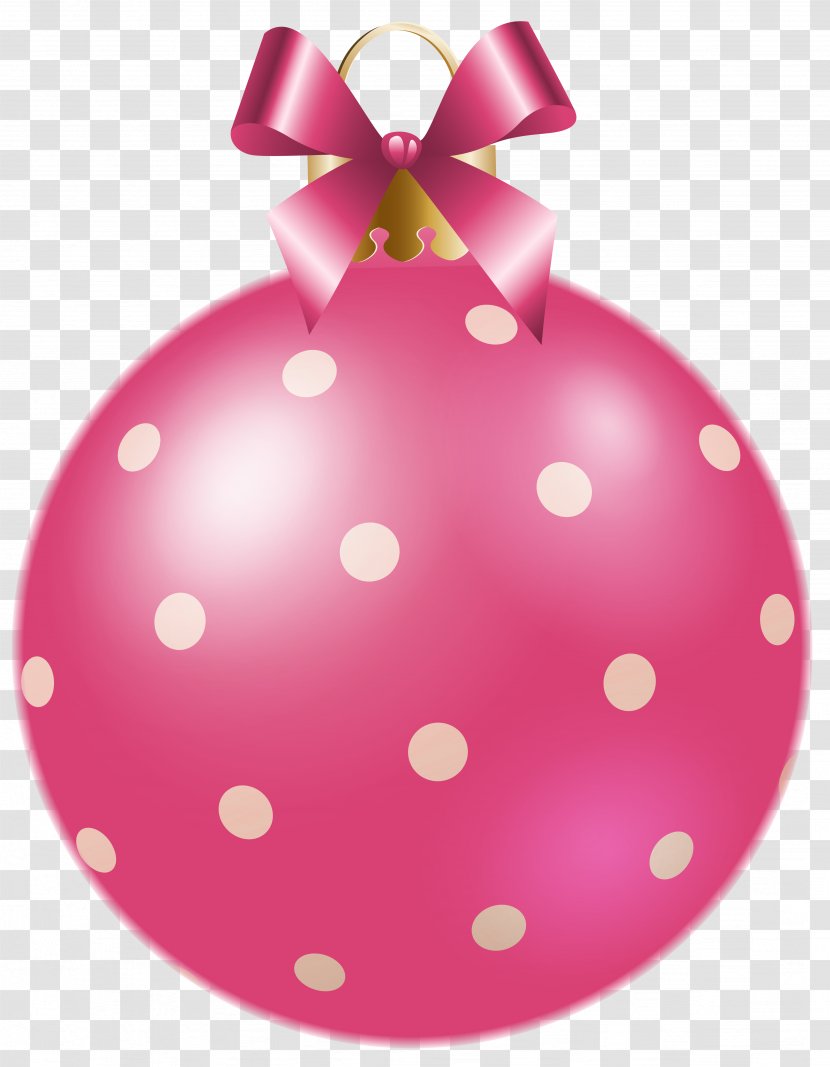 Christmas Ornament New Year Clip Art - Magenta - Pink Dotted Ball Clipart Image Transparent PNG