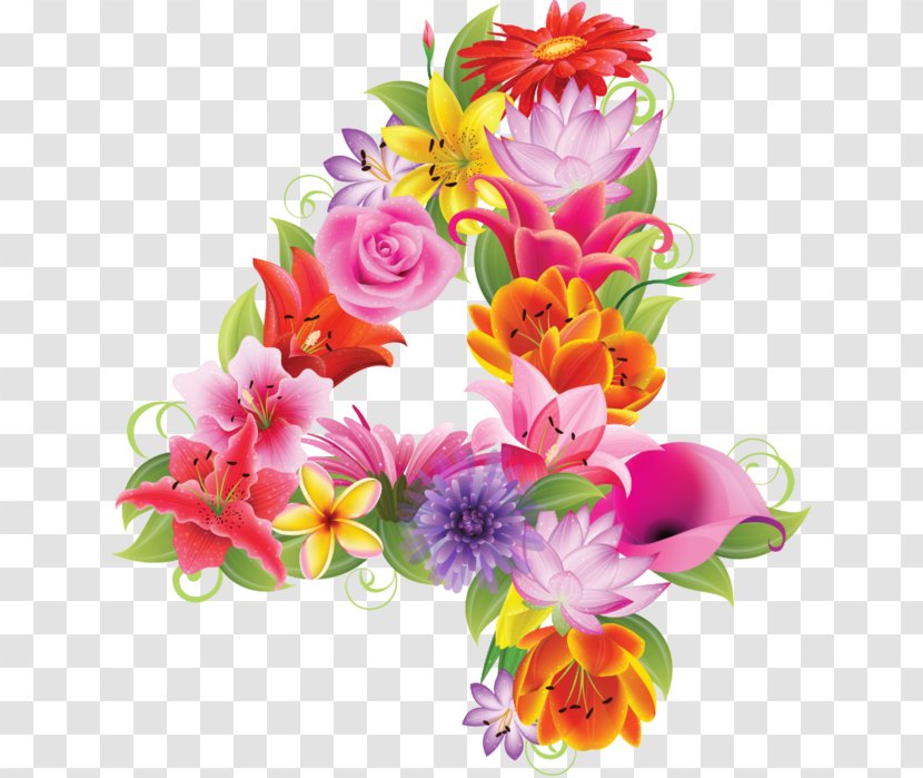 Flower Number Bokmärke Clip Art - Letter Transparent PNG