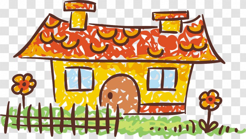 Drawing - Cartoon - Children House Vector Watercolor Transparent PNG