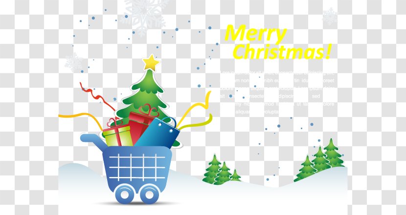 Graphic Design Christmas Poster Shopping - Cart - Vector Transparent PNG