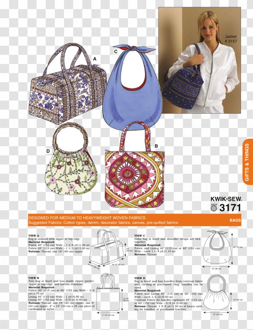 Handbag Tote Bag Pocket - Applique - Sewing Supplies Transparent PNG