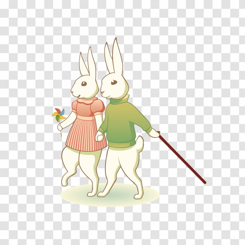 Easter Bunny European Rabbit Hare Illustration - Couple Transparent PNG