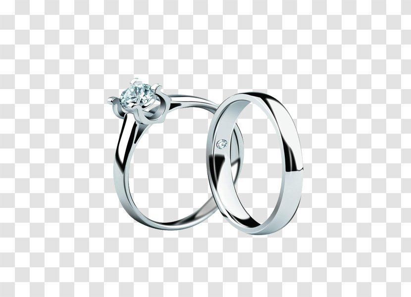 Wedding Ring Engagement Marriage - Diamond - White Gold On The Transparent PNG