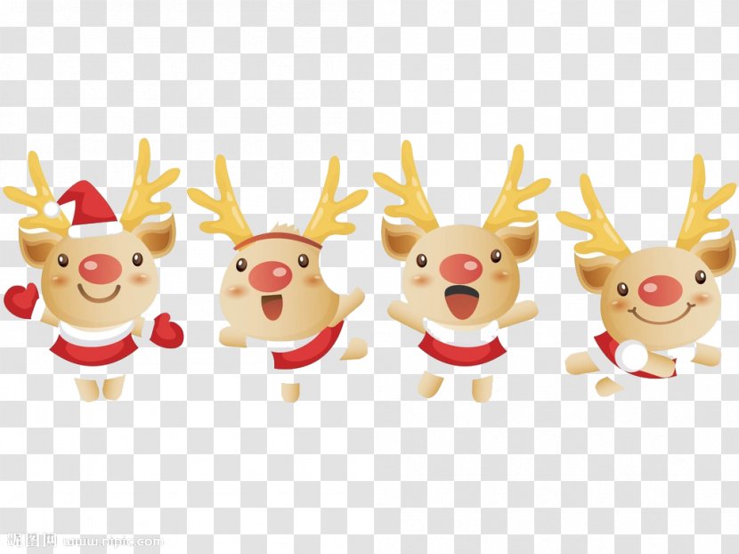 Reindeer Santa Claus Christmas Cartoon - Tree - Lovely Deer Transparent PNG