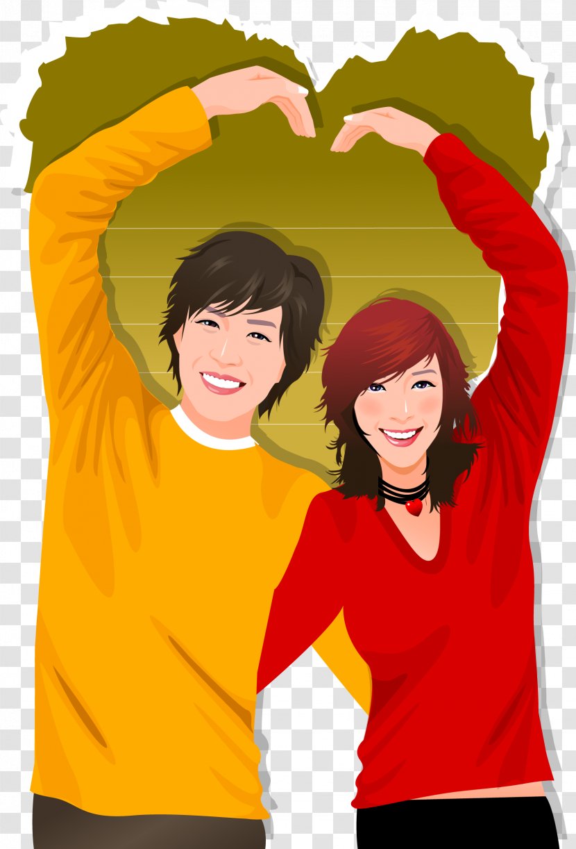 Significant Other Gesture Cartoon Illustration - Flower - Vector Couple Transparent PNG