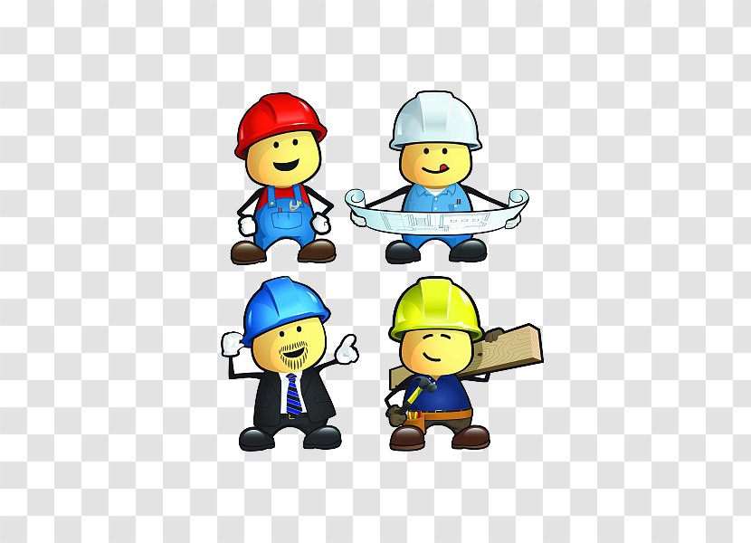 Cartoon Construction Worker Architectural Engineering Laborer - Painting - Civil Transparent PNG