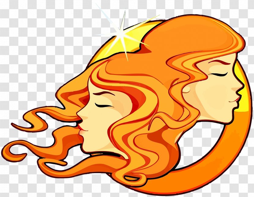 Gemini Astrological Sign Zodiac Aries Horoscope - Orange Transparent PNG