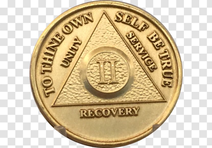 Sobriety Coin Alcoholics Anonymous Gold Medal Transparent PNG