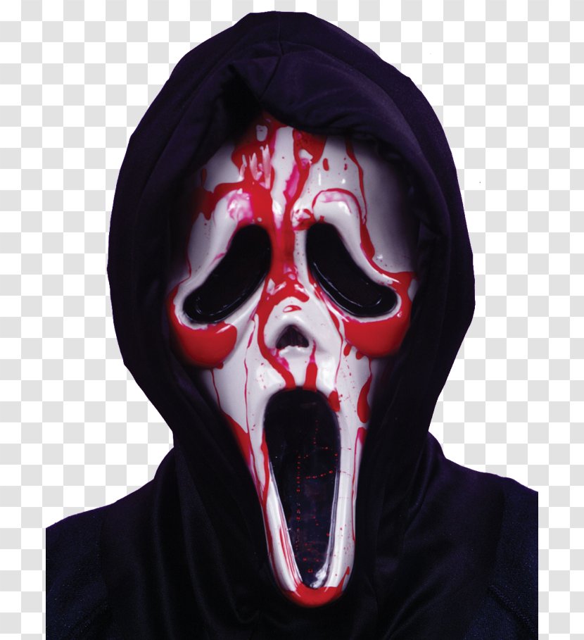 Ghostface Mask Theatrical Blood Scream - Halloween Costume Transparent PNG