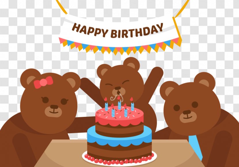 Birthday Illustration - Silhouette - Bear Happy Vector Transparent PNG