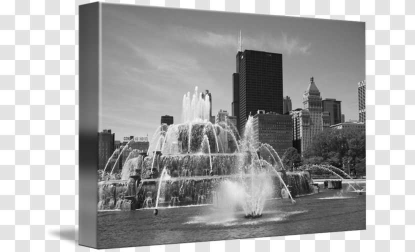 Black And White Photography Fine Art Skyline - Buckingham Fountain - Chicago Transparent PNG