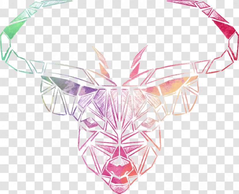 Red Deer Euclidean Vector Tiger Antler - Gratis - Hand-painted Watercolor Cow Transparent PNG