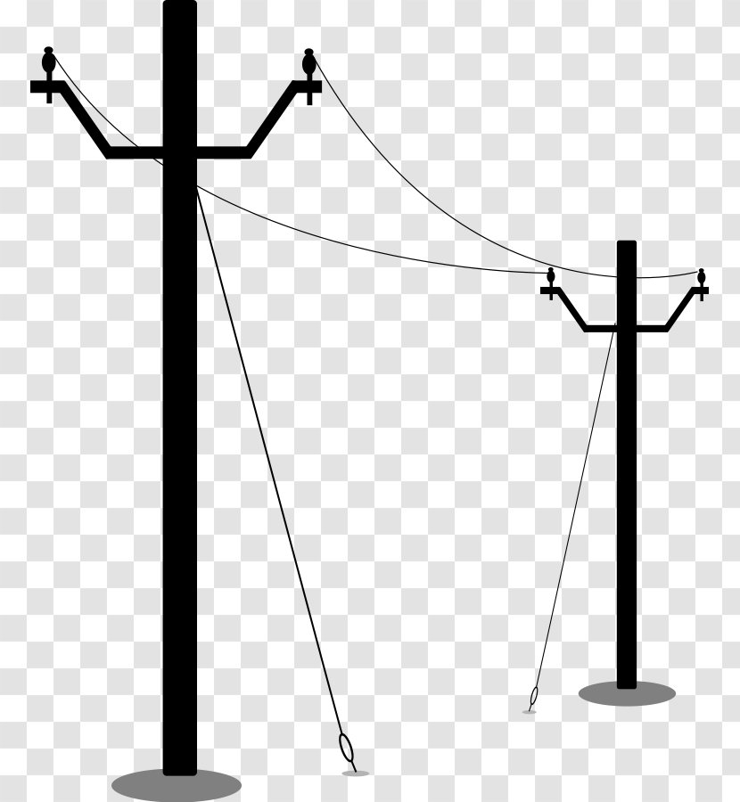 Utility Pole Electricity Overhead Power Line Clip Art - Monochrome Photography - Electric Cliparts Transparent PNG