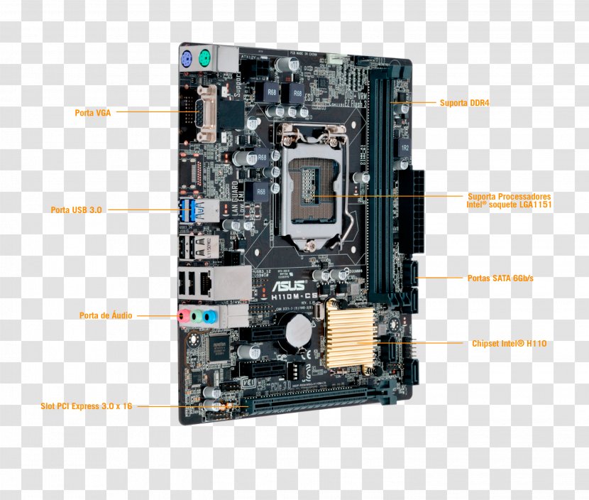 Intel DDR4 SDRAM MicroATX LGA 1151 Motherboard - Asus Transparent PNG