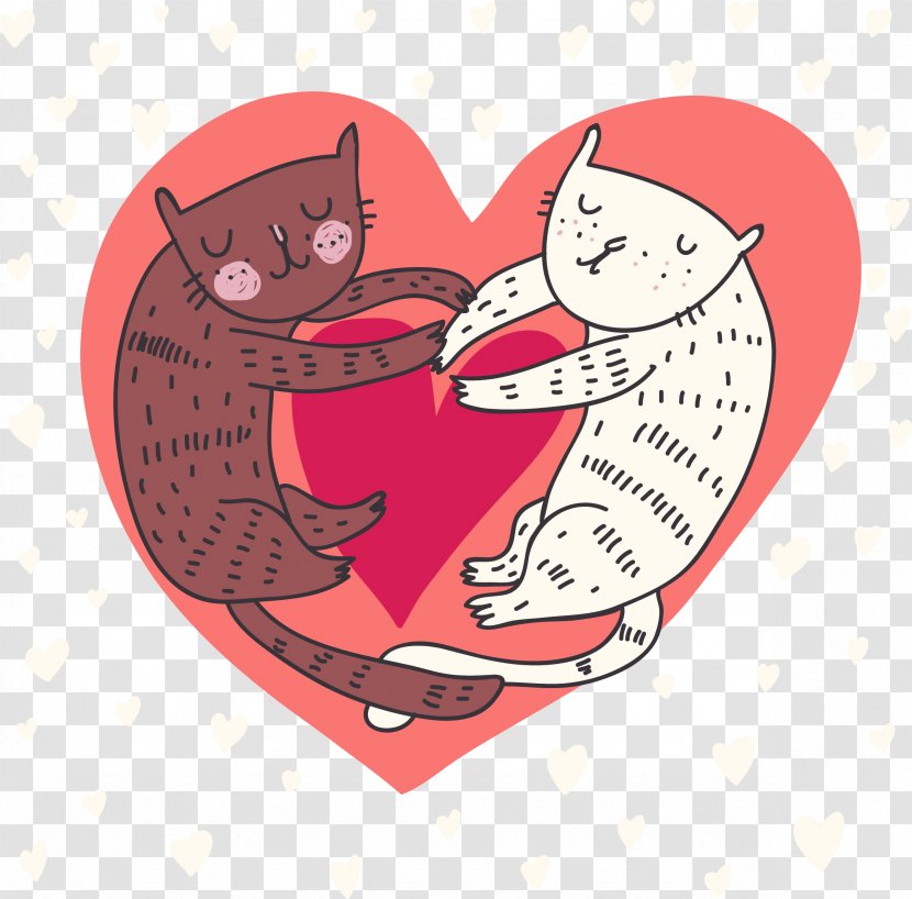 Valentines Day February 14 Greeting Card Ansichtkaart Love - Tree - Cat Lovers Vector Transparent PNG