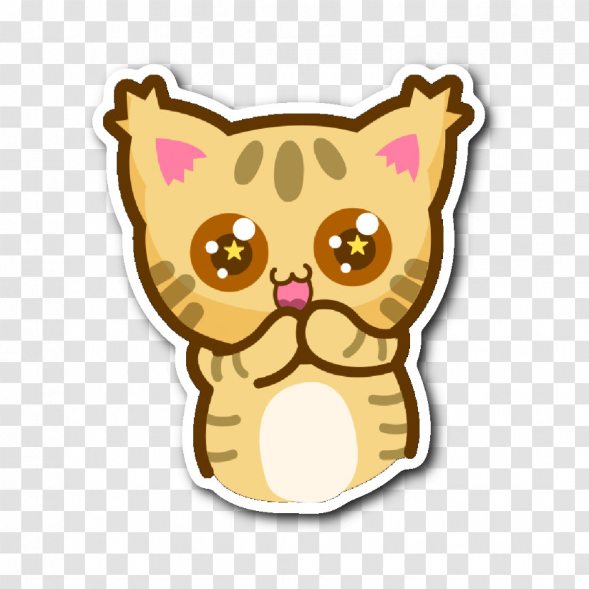 Cartoon Sticker Cat Fawn Transparent PNG