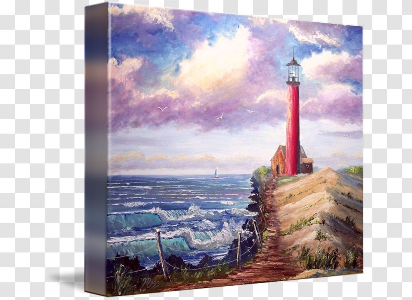 Lighthouse Painting Picture Frames Sea Sky Plc - Inlet - Watercolor Transparent PNG