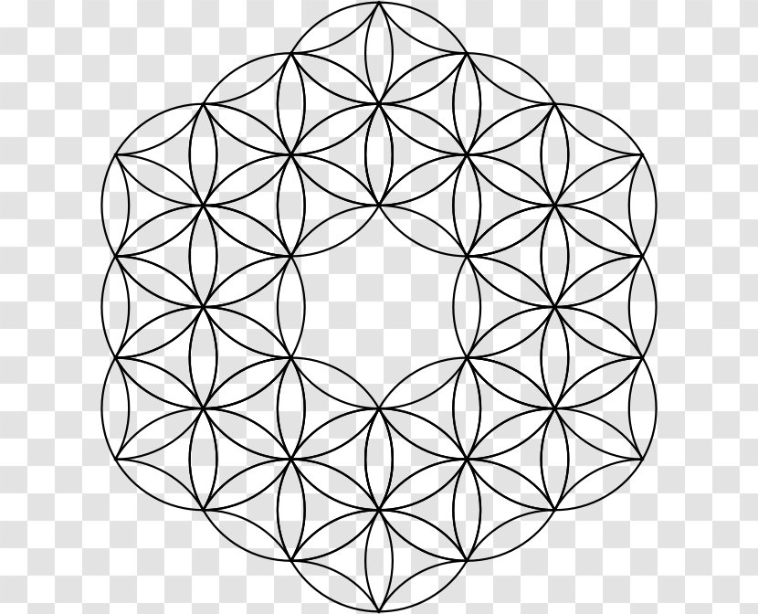 Overlapping Circles Grid Sacred Geometry Symbol Metatron's Cube - Flower Transparent PNG