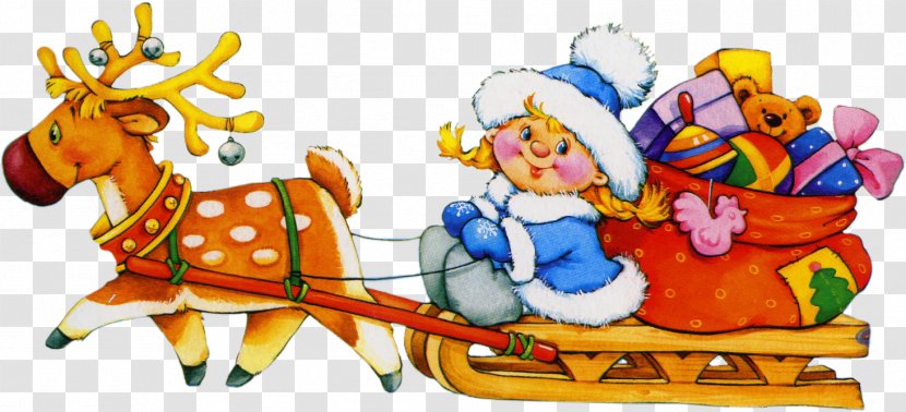 Ded Moroz Reindeer Christmas Clip Art - Recreation - Santa Sleigh Transparent PNG