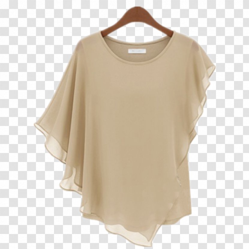 T-shirt Blouse Sleeve Top - Collar - Apricot Transparent PNG